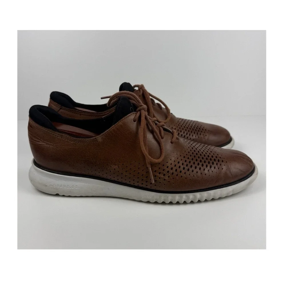 Cole Haan Grand.OS Brown Perforated Oxford Shoes Men's 11.5M Leather